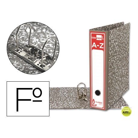 ARCHIVADOR DE PALANCA LIDERPAPEL FOLIO CLASSIC RED CARTON ENTRECOLADO SIN RADO LOMO 80MM GRIS COMPRE
