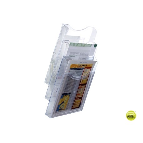 EXPOSITOR MURAL ARCHIVO 2000 DE PARED 3 BANDEJAS DIN A4 TRANSPARENTE 155X239X445 MM SEPARADORES MOVI