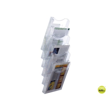 EXPOSITOR MURAL ARCHIVO 2000 DE PARED 6 BANDEJAS DIN A4 TRANSPARENTE 155X239X665 MM SEPARADORES MOVI