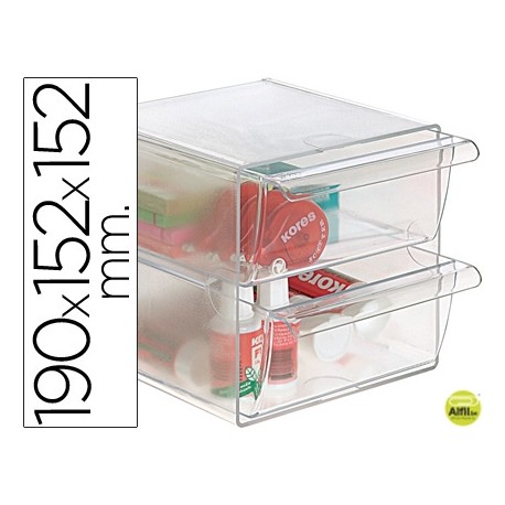 ARCHICUBO ARCHIVO 2000 2 CAJONES ORGANIZADOR MODULAR PLASTICO 190X152X152 MM INCLUYE 2 CLIPS DE SUJE