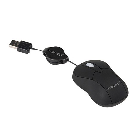 RATON Q-CONNECT MINI OPTICO 800 DPI RETRACTIL USB 1,5 GHZ NEGRO