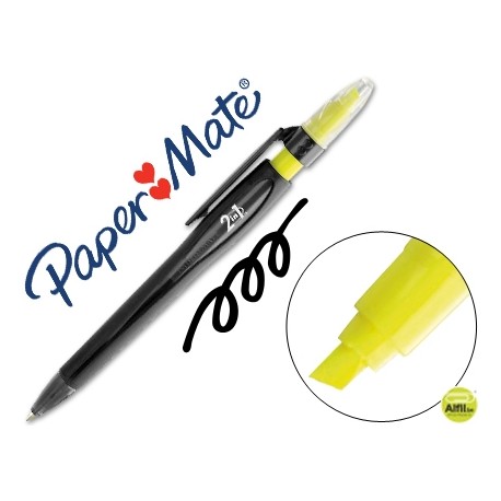 BOLIGRAFO HIGHLIGHTER NEGRO PAPER MATE 2 EN 1 BOLIGRAFO Y ROTULADOR RETRACTIL