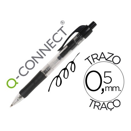 BOLIGRAFO Q-CONNECT NEGRO RETRACTIL -CON SUJECION DE CAUCHO