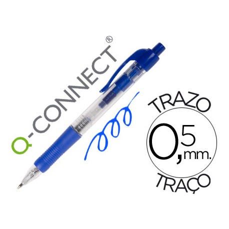 BOLIGRAFO Q-CONNECT AZUL RETRACTIL -CON SUJECION DE CAUCHO