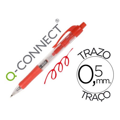 BOLIGRAFO Q-CONNECT ROJO RETRACTIL -CON SUJECION DE CAUCHO