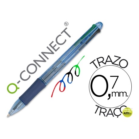 BOLIGRAFO Q-CONNECT 4 EN 1 TINTA 4 COLORES RETRACTIL -CON SUJECION DE CAUCHO