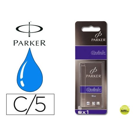 TINTA ESTILOGRAFICA PARKER AZUL REAL CAJA DE 5 CARTUCHOS