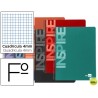 BLOC ESPIRAL LIDERPAPEL FOLIO INSPIRE TAPA EXTRADURA 160H 60G CUADRO 4MM CON MARGEN. COLORES SURTIDO