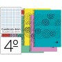 BLOC ESPIRAL LIDERPAPEL CUARTO TAPA POLIPROPILENO 80H 60G CUADRO 4MM CON MARGEN. COLORES SURTIDOS