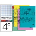 BLOC ESPIRAL LIDERPAPEL CUARTO TAPA POLIPROPILENO 80H 60G CUADRO 4MM CON MARGEN. COLORES SURTIDOS