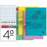 BLOC ESPIRAL LIDERPAPEL CUARTO TAPA POLIPROPILENO 80H 60G CUADRO 4MM CON MARGEN. COLORES SURTIDOS