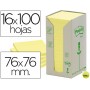 BLOC DE NOTAS ADHESIVAS QUITA Y PON RECICLADAS EN TORRE POST-IT 76 X 76 MM 16 BLOCS 654 RECICLADO