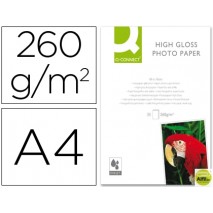 PAPEL Q-CONNECT FOTO GLOSSY DIN A4 ALTA CALIDAD DIGITAL PHOTO -PARA INK-JET BOLSA DE 50 HOJAS DE 260