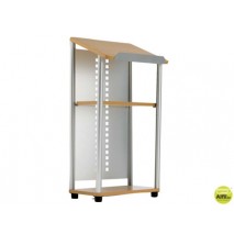 ATRIL PARA CONFERENCIAS DE ALUMINIO Y MADERA CON NIVELADORES REGULABLES 122X51X31