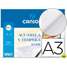 PAPEL ACUARELA BASIK CANSON DIN A3 370 GR PACK DE 6 HOJAS