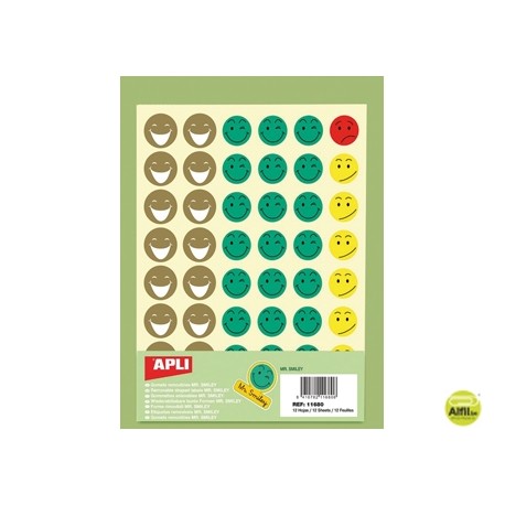 GOMETS ESCOLAR CARAS BOLSA DE 12 HOJAS MR SMILEY