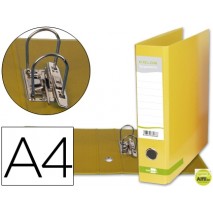 ARCHIVADOR DE PALANCA LIDERPAPEL A4 COLOR SYSTEM FORRADO SIN RADO LOMO 80MM AMARILLO COMPRESOR METAL