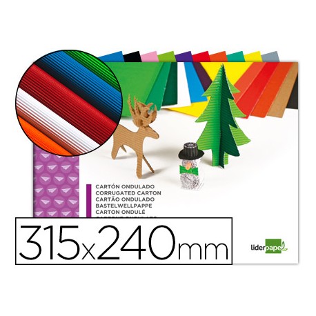 BLOC TRABAJOS MANUALES LIDERPAPEL CARTON ONDULADO 240X315MM 10 HOJAS COLORES SURTIDOS