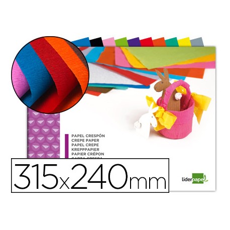 BLOC TRABAJOS MANUALES LIDERPAPEL CRESPON 240X315MM 10 HOJAS COLORES SURTIDOS
