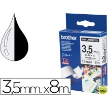 CINTA BROTHER TZ-N201 BLANCO-NEGRO 3.5M LONGITUD 8 MT