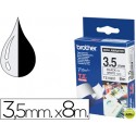 CINTA BROTHER TZ-N201 BLANCO-NEGRO 3.5M LONGITUD 8 MT