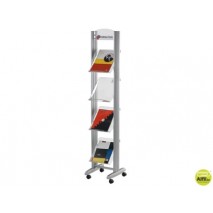 EXPOSITOR FAST-PAPERFLOW DE SUELO MOVIL DIN A4 ALUMINIO4 ESTANTES 1650X380X382 MM