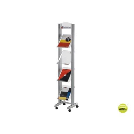 EXPOSITOR FAST-PAPERFLOW DE SUELO MOVIL DIN A4 ALUMINIO4 ESTANTES 1650X380X382 MM