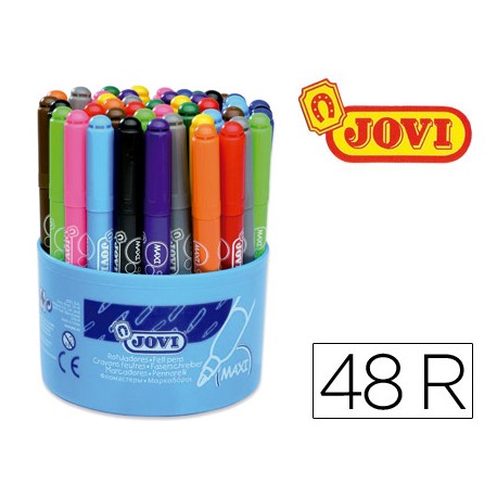 ROTULADOR JOVI MAXI 13 MM BOTE DE 48 UNIDADES 12 COLORES4 UNIDADES DE CADA COLOR.