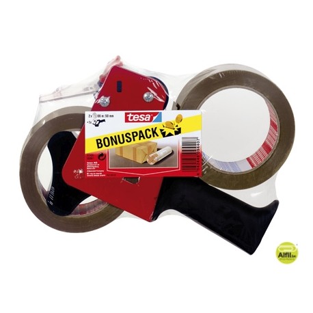 PORTARROLLO PARA EMBALAJE TESA PARA ROLLOS DE 66MTX 50MM-2 ROLLOS CINTA MARRON
