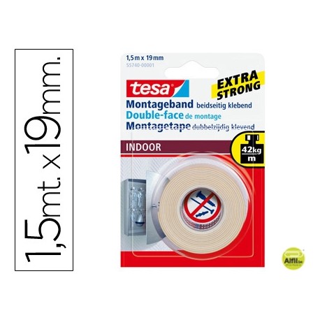 CINTA DOBLE CARA TESA INTERIORES 1,5 MT X 19 MM