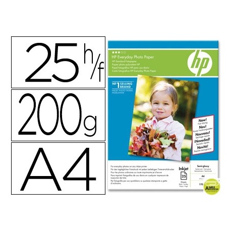 PAPEL HP FOTOGRAFICO SEMI- SATINADO -A4- -25 HOJAS- -200G/M2-