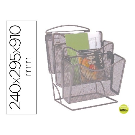 REVISTERO Q-CONNECT REJILLA METALICO PLATEADO 3 COMPARTIMENTOS