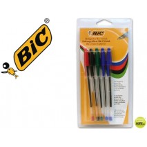 BOLIGRAFO BIC CRISTAL SURTIDO (2A-1N-1R-1V) -BLISTER 5