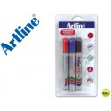 ROTULADOR ARTLINE MARCADOR PERMANENTE 107 -PUNTA REDONDA -BLISTER DE 3 UNIDADES (1 NEGRO 1 ROJO 1 AZ