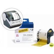 ETIQUETA BROTHER DK22606 CINTA PLASTICA CONTINUA ADHESIVA AMARILLA 62X15,24 MT