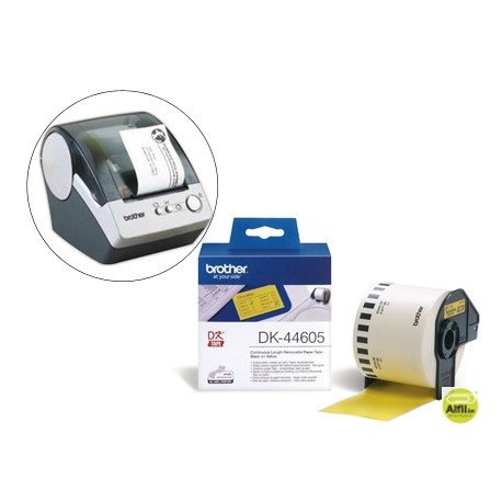 ETIQUETA BROTHER DK44605 CINTA PAPEL CONTINUO ADHESIVA REMOVIBLE AMARILLA 62X30,48 MT