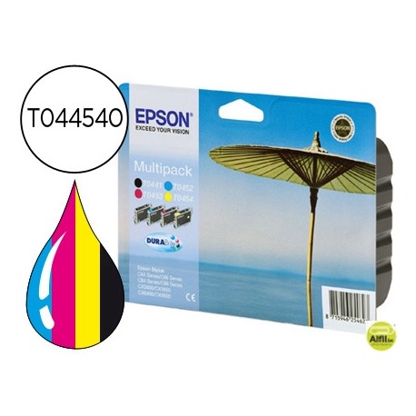 INK-JET EPSON STYLUS C64 C66 C84 C86 CX3600 3650 6400 660 MULTIPACK DURABRITE -T044140+T045240+340+4