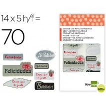 ETIQUETAS LIDERPAPEL FELICIDADES SOBRE DE 5 H.