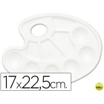 PALETA PLASTICA LIDERCOLOR OVALADA 10 HUECOS DIESTROS TAMAÑO 17X22,5CM