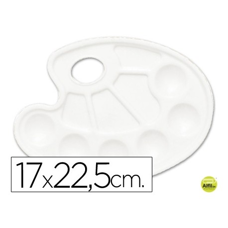 PALETA PLASTICA LIDERCOLOR OVALADA 10 HUECOS DIESTROS TAMAÑO 17X22,5CM