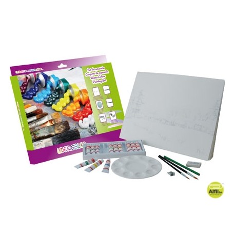 SET ACUARELA LIDERCOLOR CONTIENE 10 LAMINAS ACUARELA 27X38CM 1 PALETA PLAST 12X12ML1 SACAPUNT 1 PERF