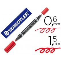 ROTULADOR STAEDTLER LUMOCOLOR PERMANENTE DUO 348 ROJO PUNTA F 0,6 MM PUNTA M 1,5 MM
