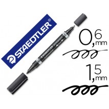 ROTULADOR STAEDTLER LUMOCOLOR PERMANENTE DUO 348 NEGRO PUNTA F 0,6 MM PUNTA M 1,5 MM