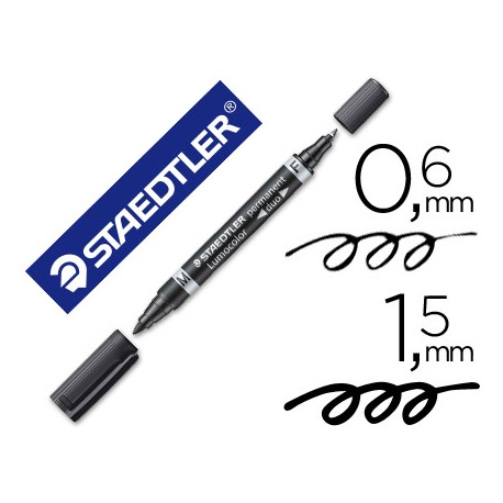 ROTULADOR STAEDTLER LUMOCOLOR PERMANENTE DUO 348 NEGRO PUNTA F 0,6 MM PUNTA M 1,5 MM