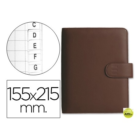 LISTIN TELEFONICO CON ANILLAS TF TROYA 1002 15,5X21,5 CM MARRON SIMIL PIEL