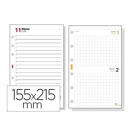 RECAMBIO AGENDA FINOCAM 1000 ANUALIDAD SEMANA A LA VISTA 55X215 MM TEXTO EN CATALAN