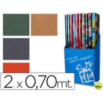PAPEL FANTASIA COLORES LISOS KRAFT ROLLO DE 2X0,70 MT PAPEL DE 63 GRS