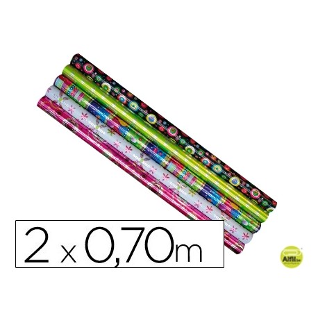PAPEL FANTASIA NAVIDAD PAPEL METALIZADO ROLLO DE 2X0,70 MT PAPEL DE 60 GRS