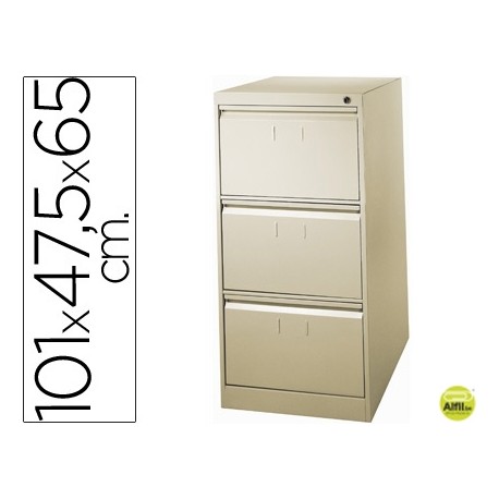 FICHERO CAJONES DE SUELO METALICO DE 3 CAJONES 101 ALTO,65 PROF. 47,5 ANCHO COLOR BEIGE N.34 ANTIVUE
