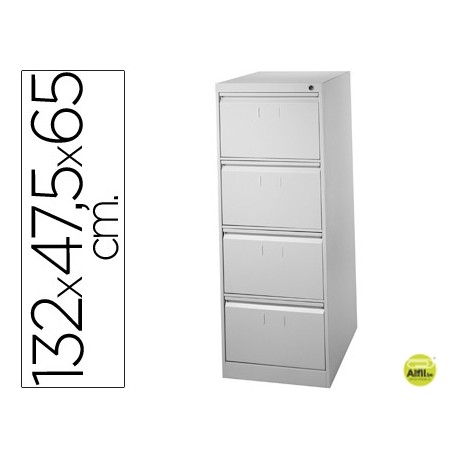FICHERO CAJONES DE SUELO METAL4 CAJONES 132 CM ALTO 65 CM PROF 47,5 ANCHO COLOR GRIS 75 GUIAS TELESC